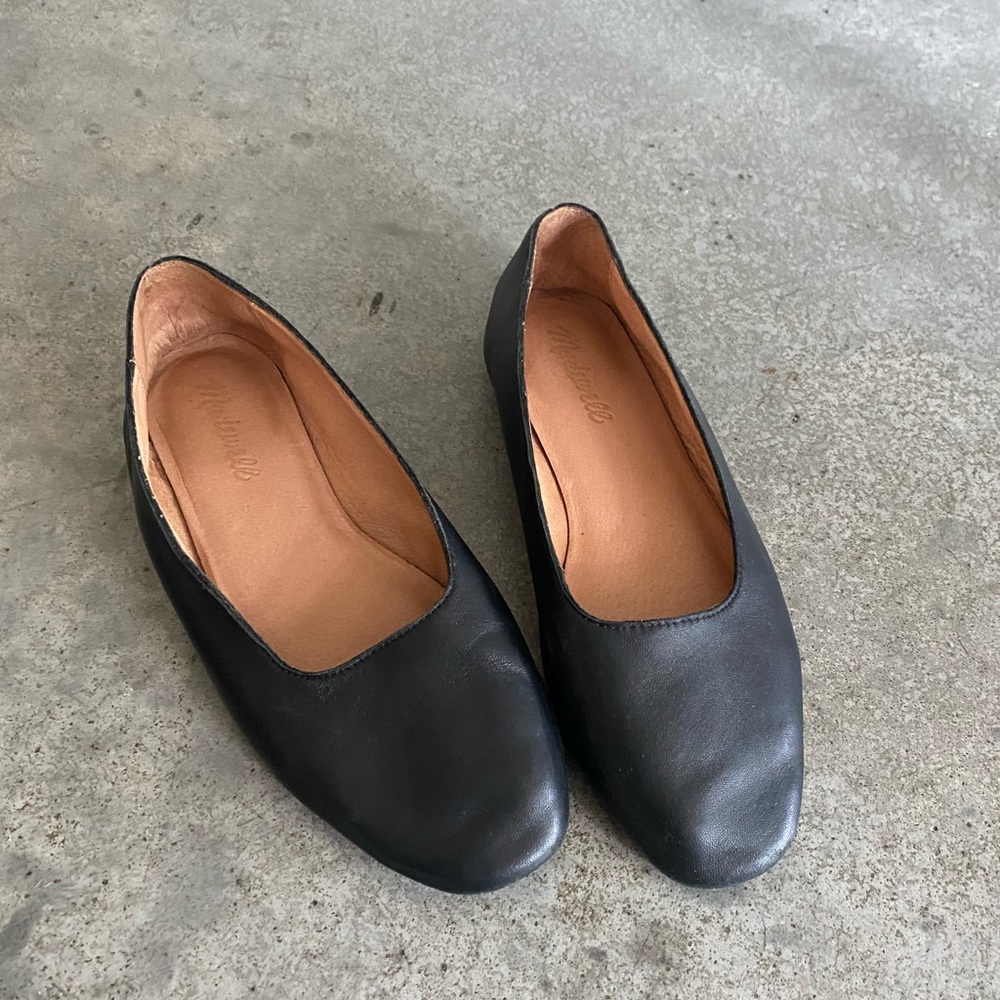 Madewell black leather ballet flats size 7